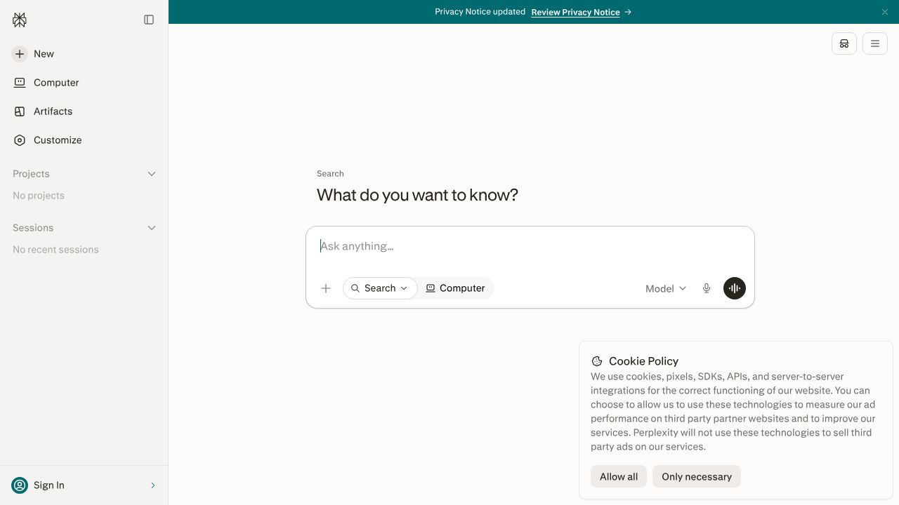 Perplexity interface, a ChatGPT alternative for research with citations
