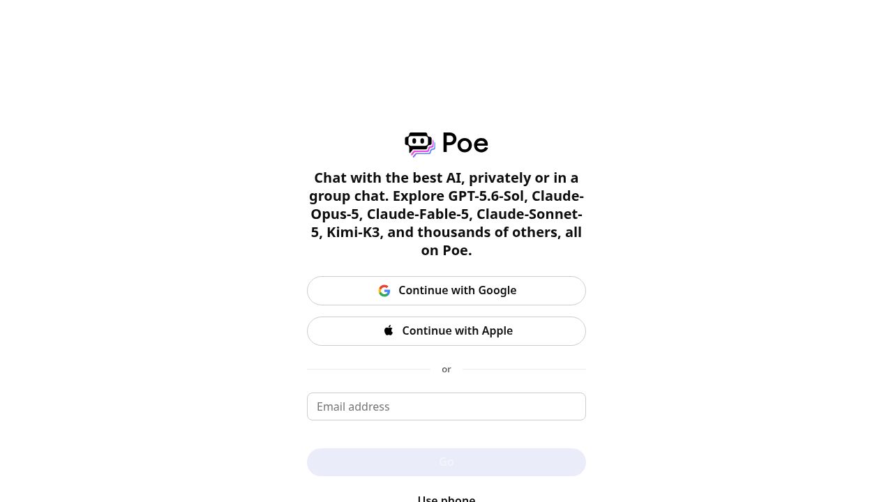 Poe interface, a ChatGPT alternative for accessing many models under one subscription