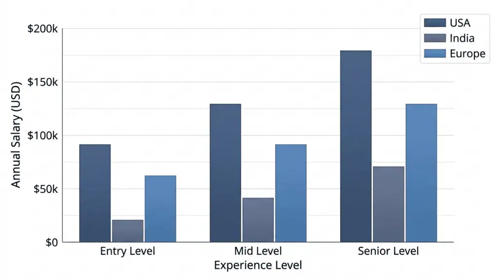 AI engineer salary comparison by region 2026