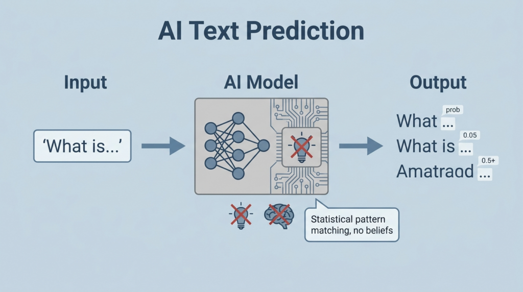 AI predicts text and holds no beliefs
