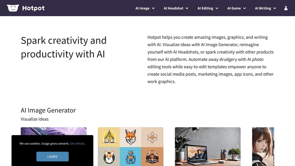 Hotpot AI free headshot generator homepage