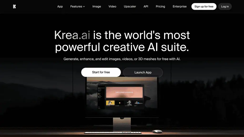 Krea AI real-time portrait generator homepage