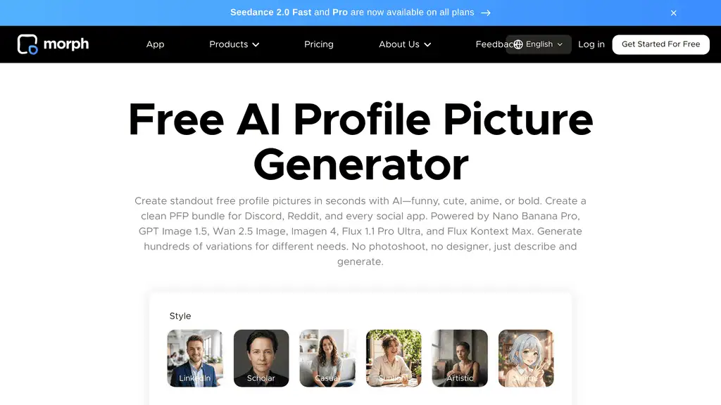 Morph Studio free AI profile picture generator