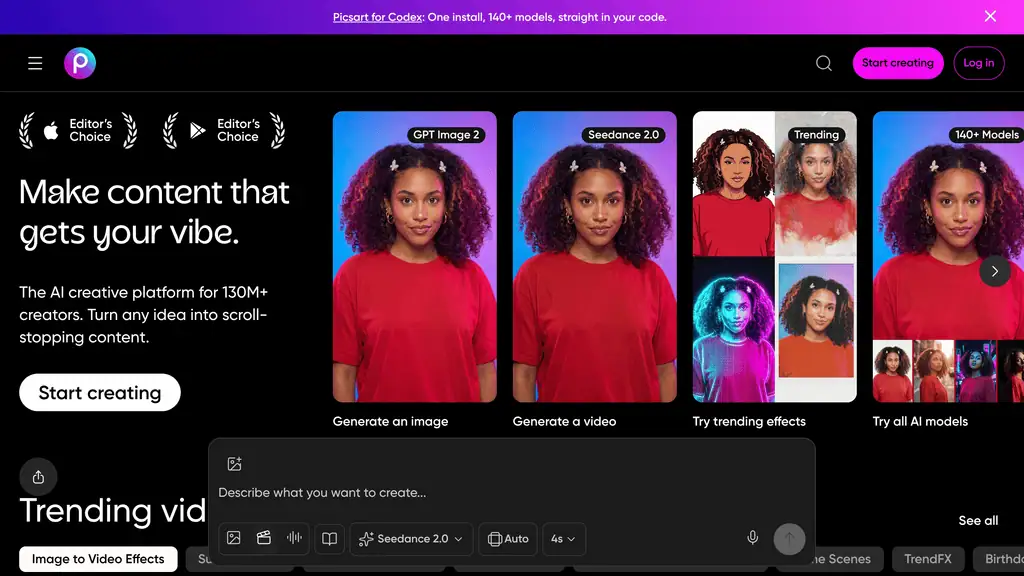 Picsart AI avatar and portrait generator