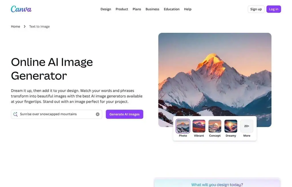 Canva AI image generator turning text prompts into visuals inside the design editor