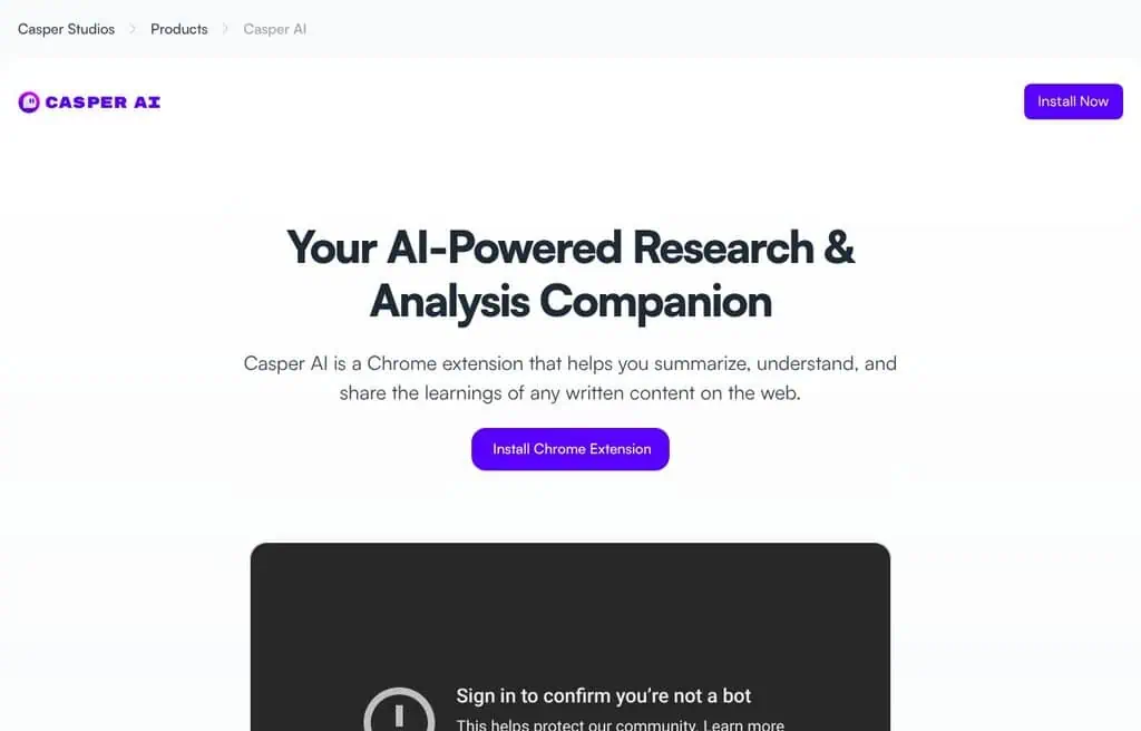 Casper AI summarization browser assistant