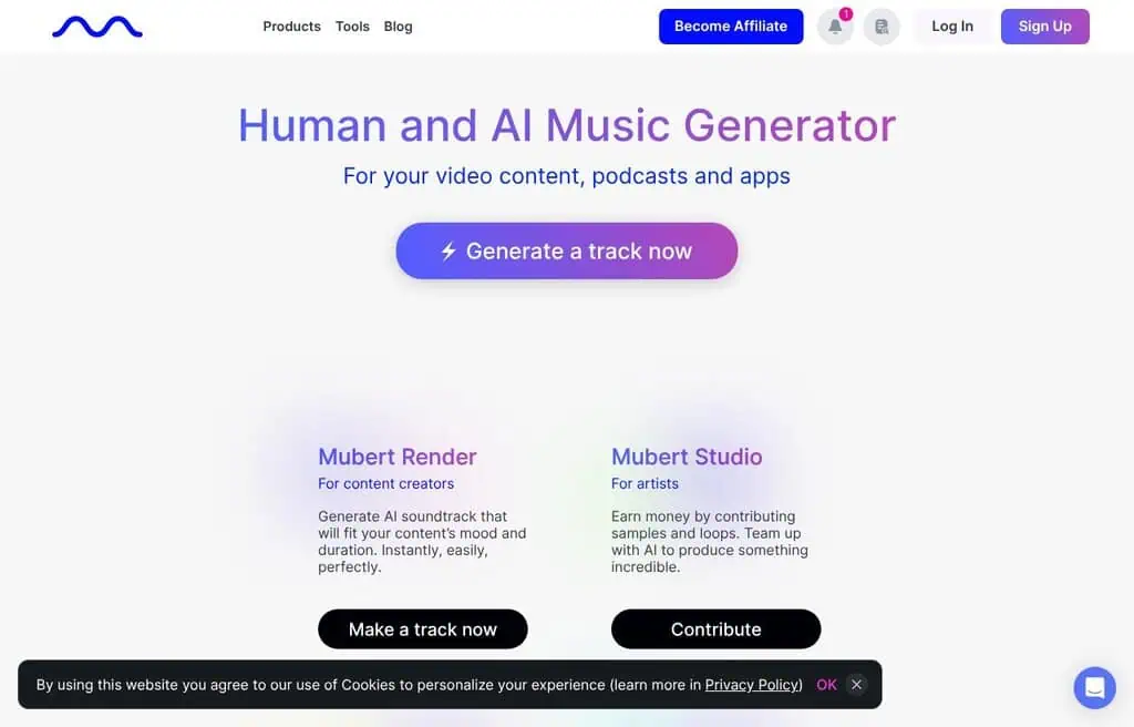 Mubert AI royalty-free music generation