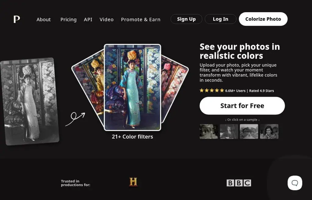 Palette.fm AI colorization for black and white photos