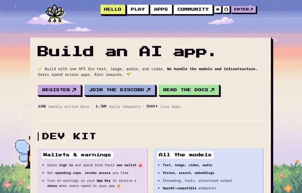 Pollinations free open AI image and text API