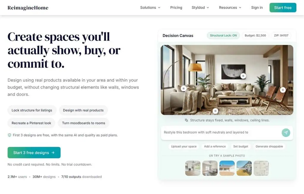 REimagine Home AI interior and room redesign