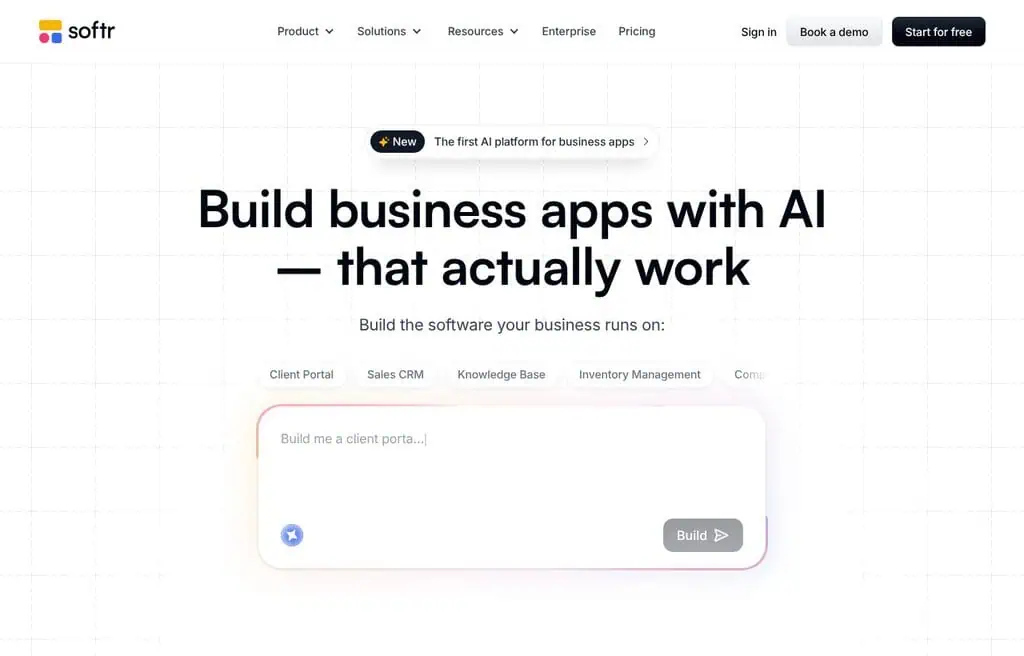 Softr no-code app builder with AI