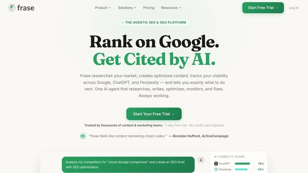 Frase AI writer for SEO briefs and content research