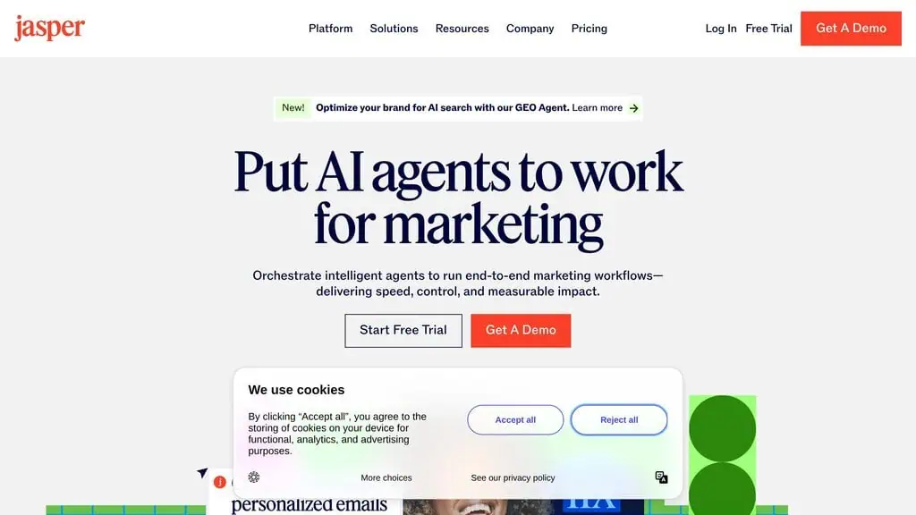 Jasper AI writer marketing platform with brand voice
