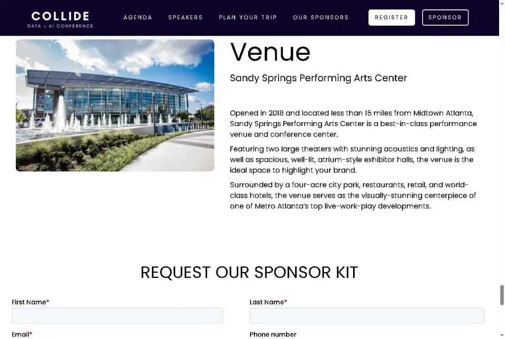 Sandy Springs Performing Arts Center, the COLLIDE 2026 venue in metro Atlanta, opened in 2018