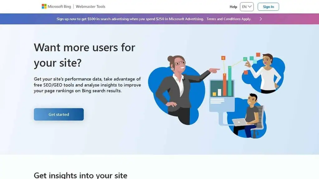 Bing Webmaster Tools keyword data showing search impressions and click-through rates