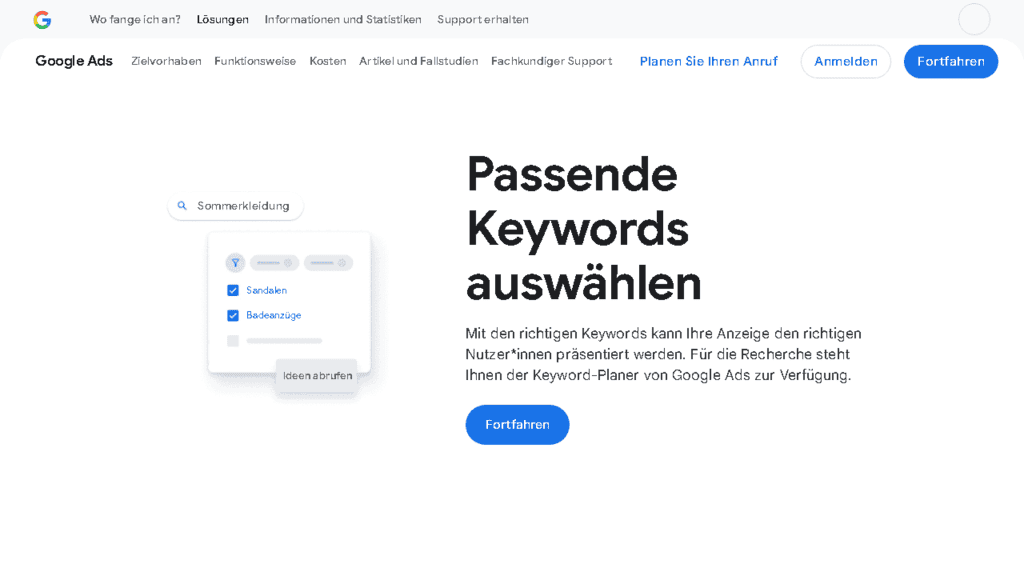 Google Keyword Planner showing keyword suggestions with monthly search volume and competition data
