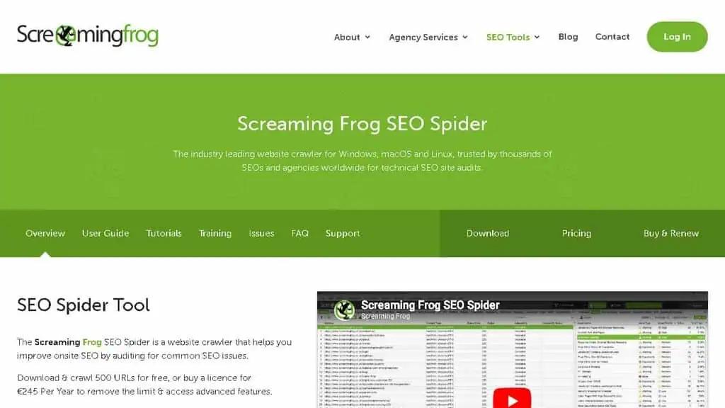 Screaming Frog SEO Spider free version showing crawl results for a 500-URL website audit