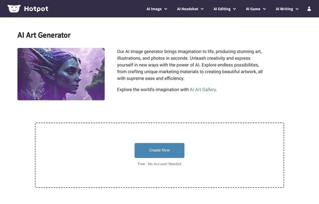 Hotpot AI image generator and editing tools
