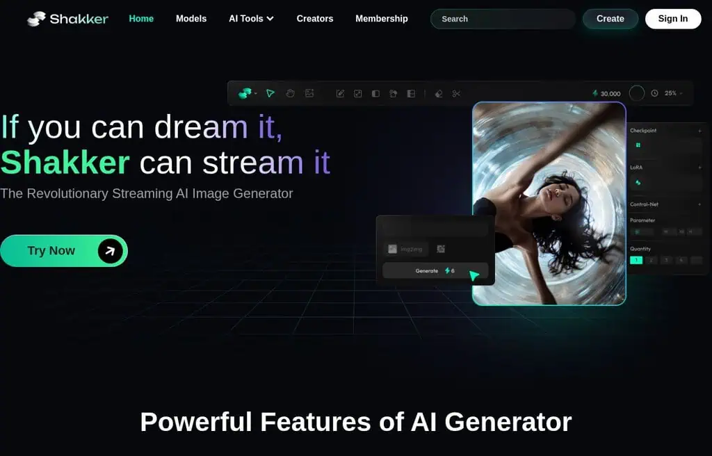 Shakker AI image generator with reference controls