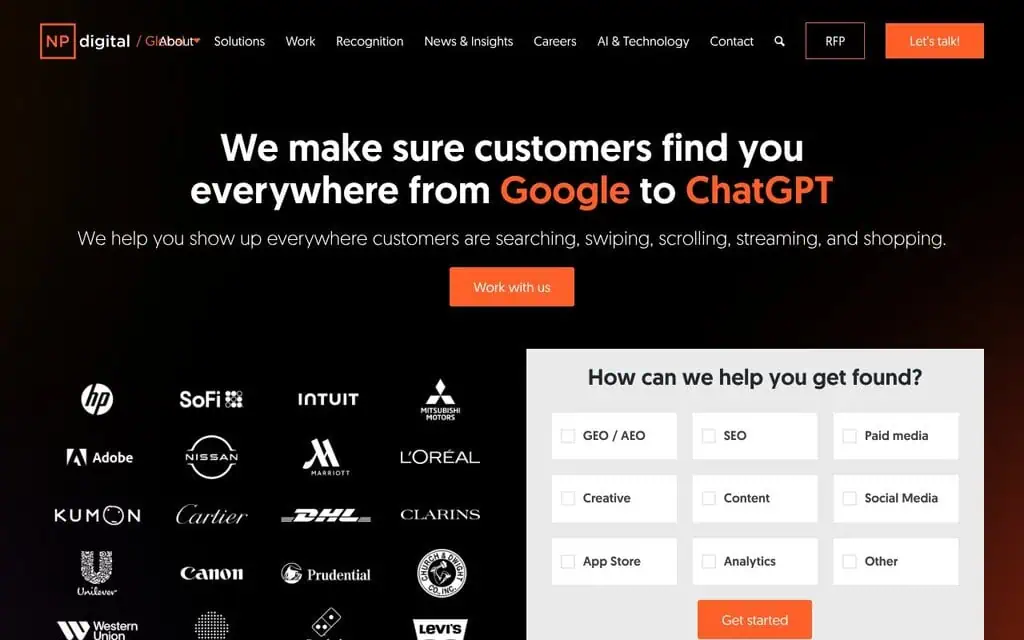 NP Digital homepage - AI SEO agency
