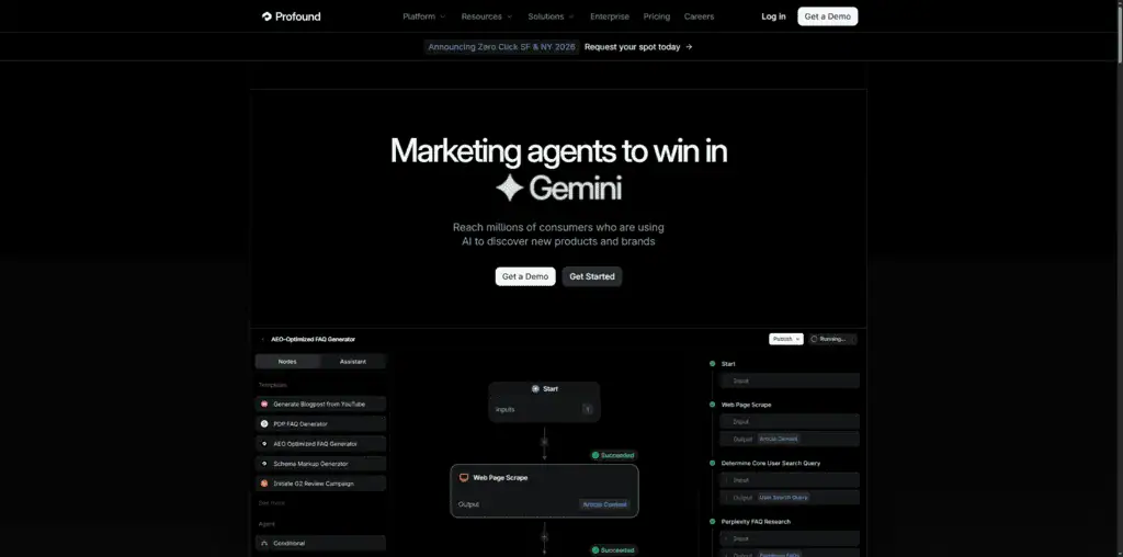 Profound AI search tracking showing brand visibility in AI engine responses