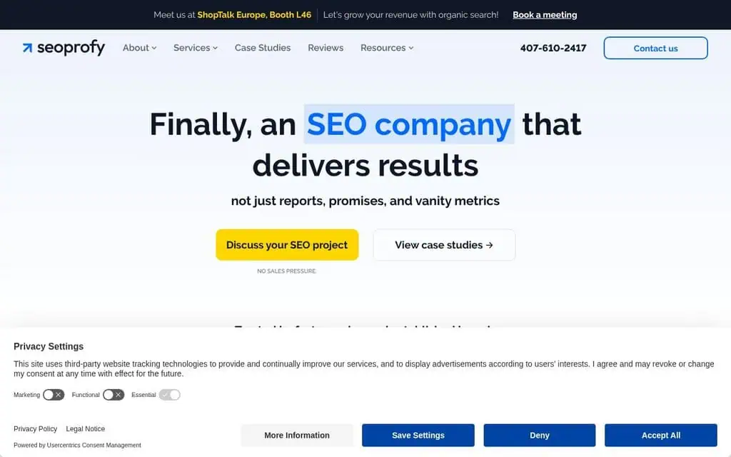 SeoProfy homepage - AI SEO agency