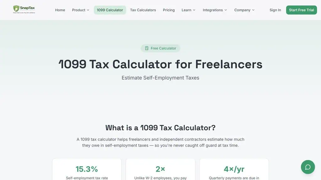 snaptaxapp.com free 1099 tax calculator for freelancers and independent contractors