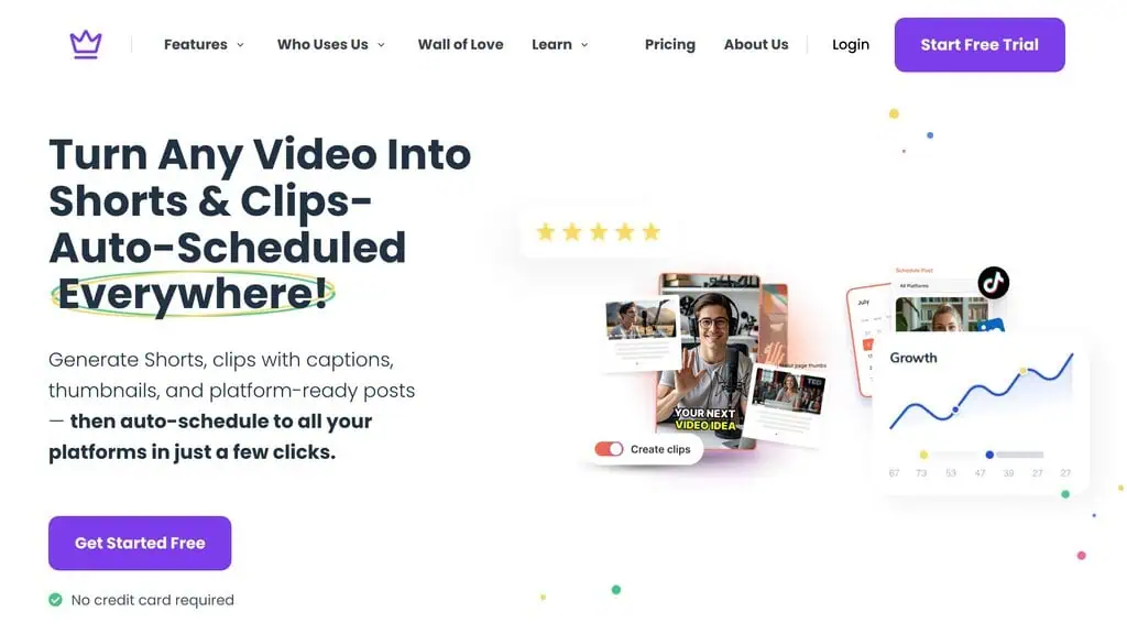 Taja AI homepage showing main value proposition and video repurposing features