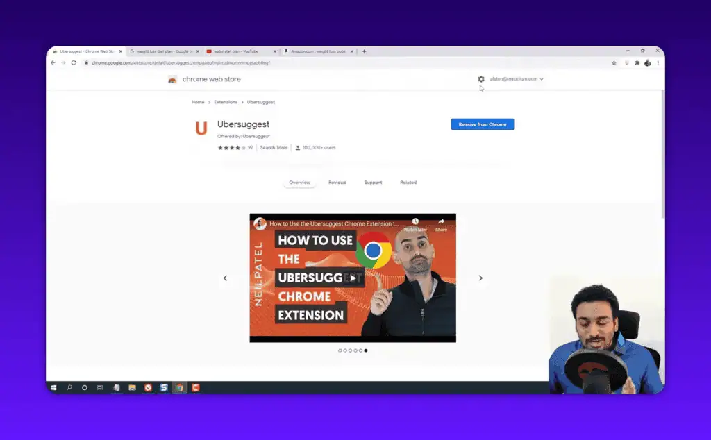 Ubersuggest Chrome extension shown in the Chrome Web Store