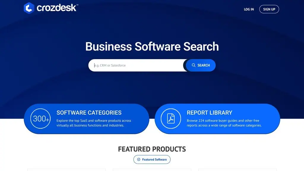 Crozdesk homepage showing Software directory listing