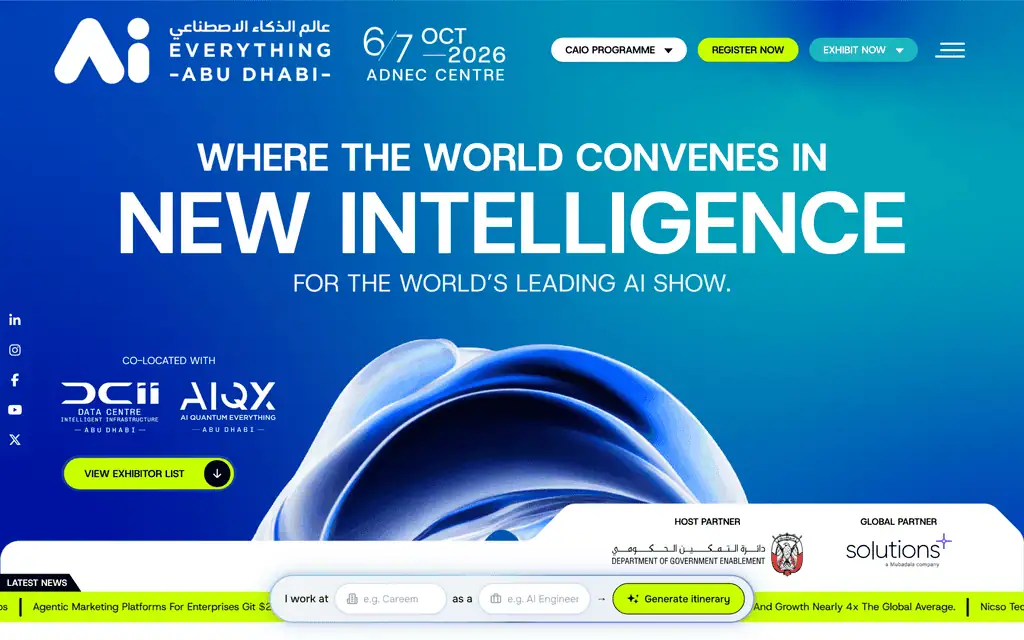 Homepage of the official AI Everything Abu Dhabi 2026 website