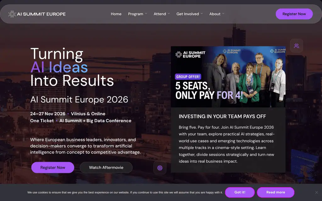 Homepage of the official AI Summit Europe 2026 website