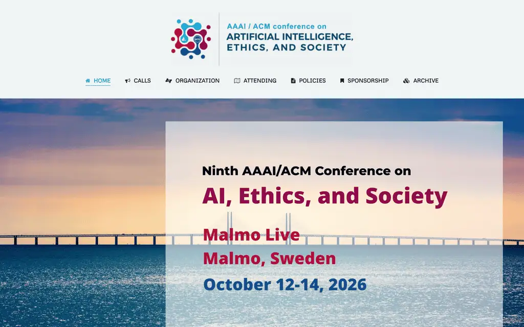 Homepage of the official AIES 2026 website