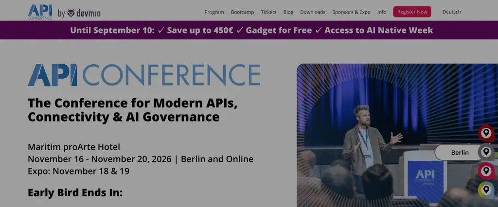 Homepage of the official API Conference Berlin 2026 website