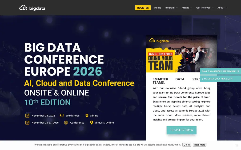 Homepage of the official Big Data Conference Europe 2026 website