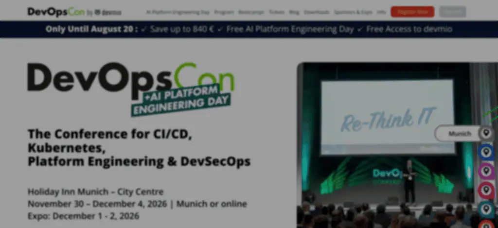Homepage of the official DevOpsCon Munich 2026 website