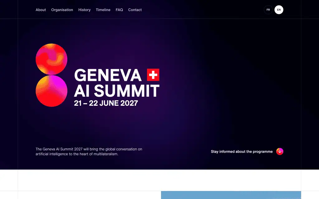Homepage of the official Geneva AI Summit 2027 website