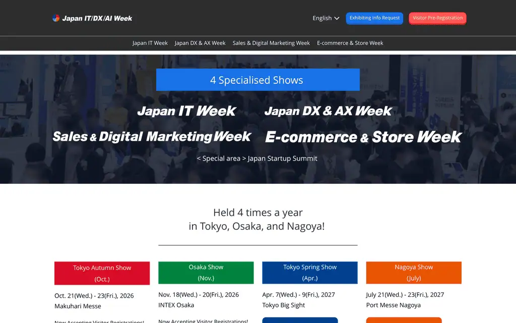 Homepage of the official Japan IT Week 2026 website