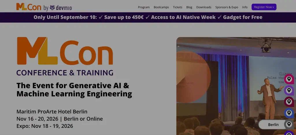 Homepage of the official MLcon Berlin 2026 website