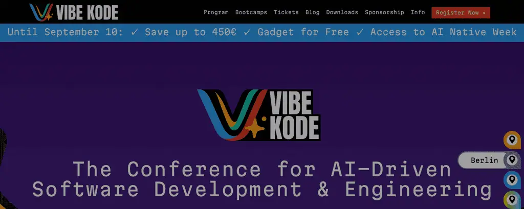 Homepage of the official VibeKode Berlin 2026 website