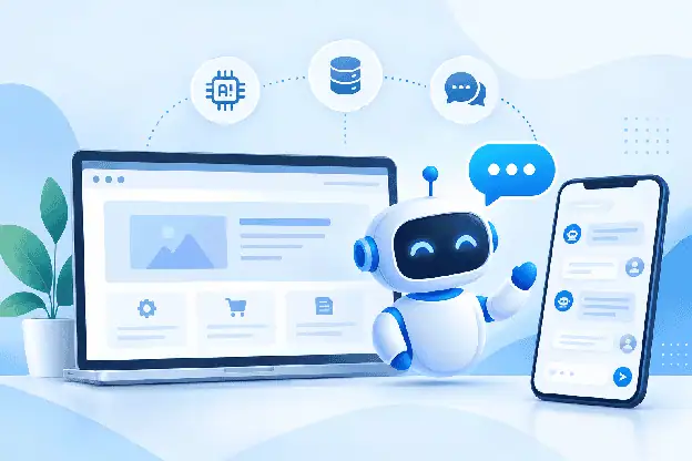 Diagram of an AI chatbot integrated into an existing website or app