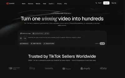 CreatOK homepage showing AI TikTok video generator with one-click viral cloning