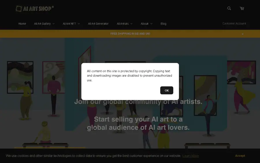 AI Art Shop affiliate program - commission rates and program details