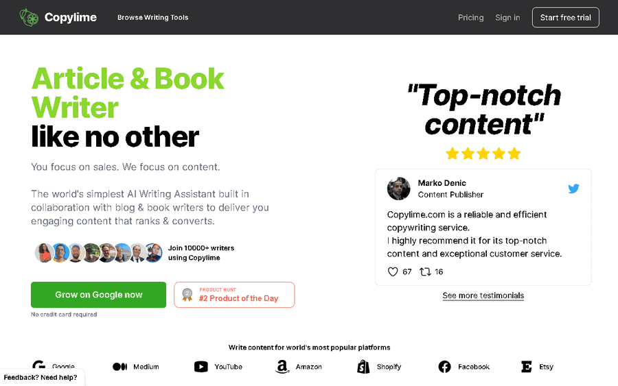 Copylime affiliate program - commission rates and program details