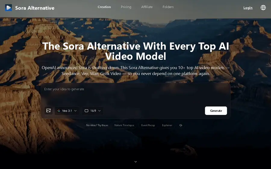 Sora Alternative affiliate program - commission rates and program details