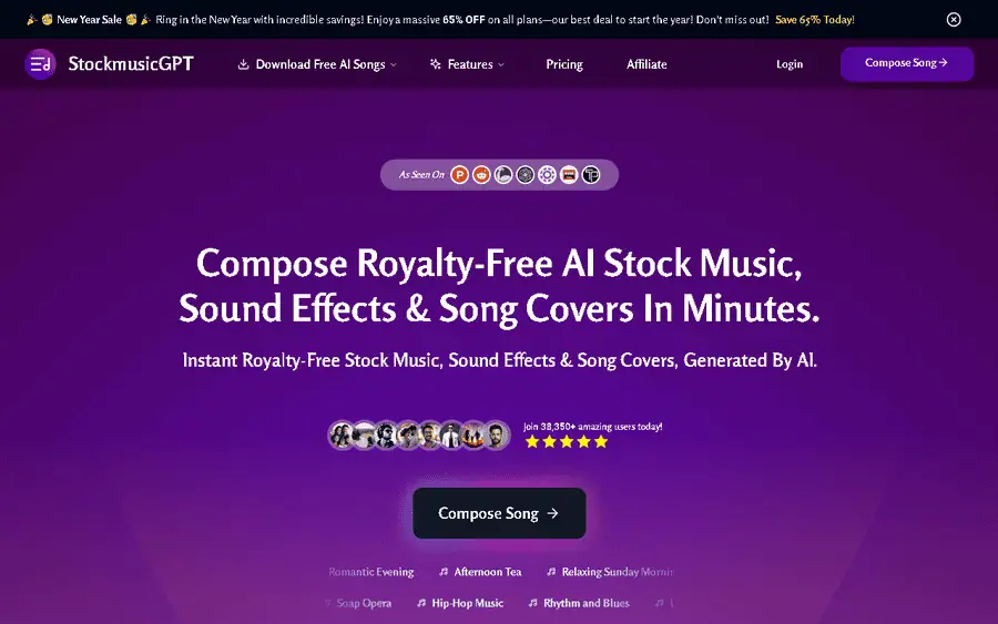 StockMusicGPT affiliate program - commission rates and program details