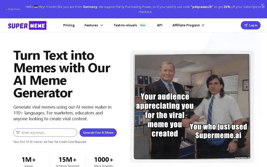 Supermeme AI affiliate program - commission rates and program details