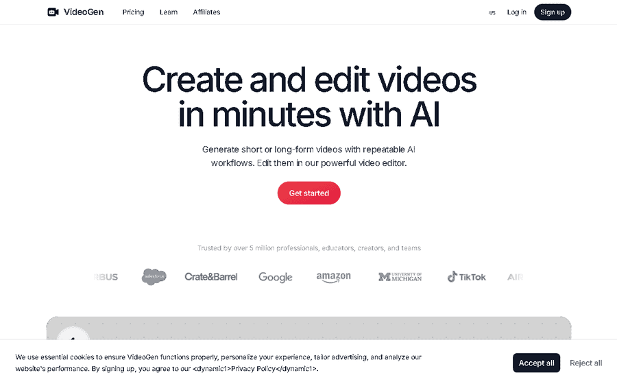 VideoGen affiliate program - commission rates and program details