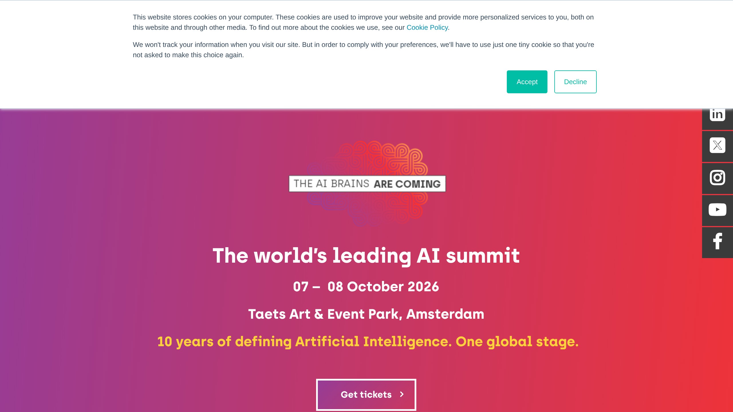 World Summit AI 2026 homepage for the Amsterdam event on October 7-8